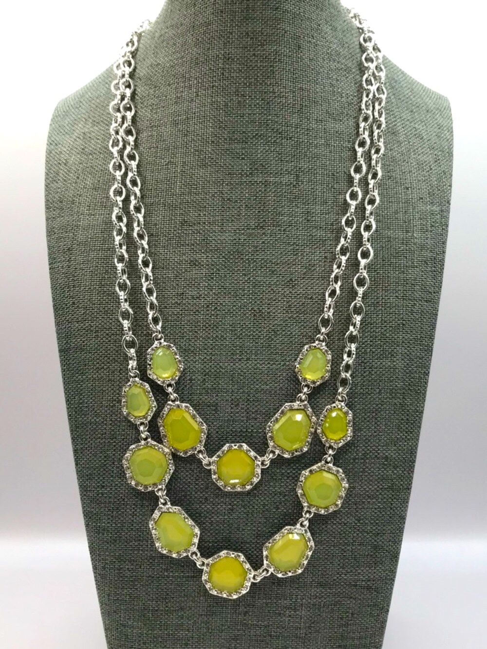 Charter Club Silver-Tone Lemon Gem Double Strand Necklace